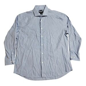 Pronto Uomo‎ Slim Fit Non-Iron Blue Check Dress Shirt 17 32/33